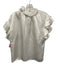 Koch Size Small White Acetate Ruffle Cap Sleeve Half Button Ruffles Satin Top White / Small