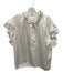 Koch Size Small White Acetate Ruffle Cap Sleeve Half Button Ruffles Satin Top White / Small