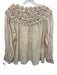 Mirth Size Small Beige Cotton & Silk Long Sleeve Scrunched Boat Neck Top Beige / Small