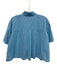 XiRENA Size Small Blue Cotton Short Sleeve Button Front Collar Crop Top Blue / Small