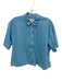 XiRENA Size Small Blue Cotton Short Sleeve Button Front Collar Crop Top Blue / Small
