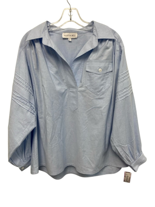 Hunter Bell Size Small Light Blue Polyester Blend Long Sleeve Patch Pocket Top Light Blue / Small