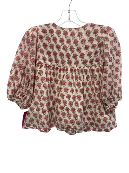 India Collection Emerson Fry Size XS/S Pink & Green Cotton Blend Floral Top Pink & Green / XS/S