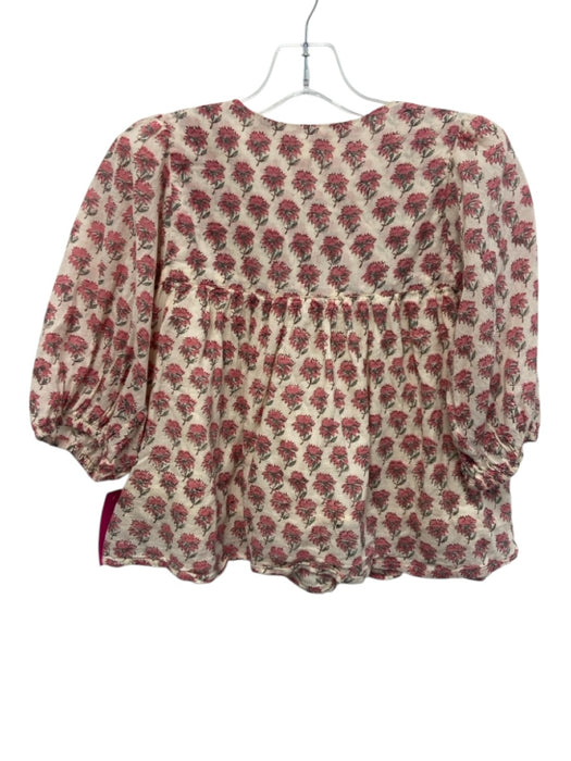 India Collection Emerson Fry Size XS/S Pink & Green Cotton Blend Floral Top Pink & Green / XS/S
