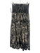 Love The Label Size Small Black & Beige Cotton Smocked Waist Band Floral Skirt Black & Beige / Small