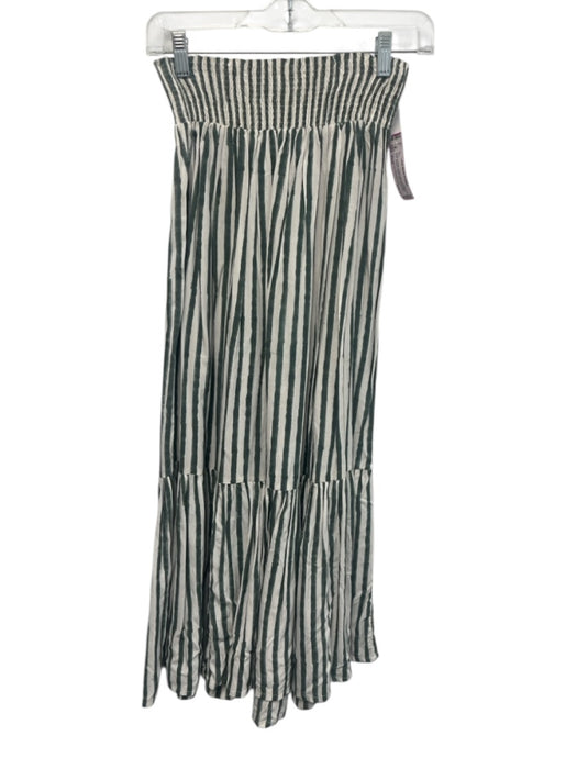 India Collection Emerson Fry Size XS/S Green & White Cotton Striped Tiered Skirt Green & White / XS/S