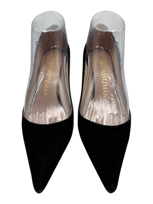 Stuart Weitzman Shoe Size 7.5 Black Leather Suede Pointed Toe Low Heel Pumps Black / 7.5