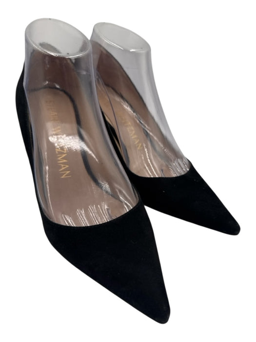 Stuart Weitzman Shoe Size 7.5 Black Leather Suede Pointed Toe Low Heel Pumps Black / 7.5