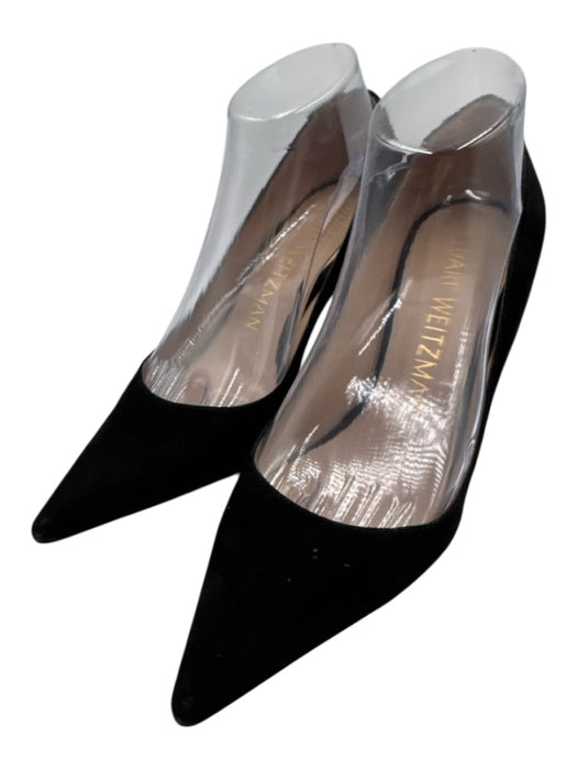 Stuart Weitzman Shoe Size 7.5 Black Leather Suede Pointed Toe Low Heel Pumps Black / 7.5