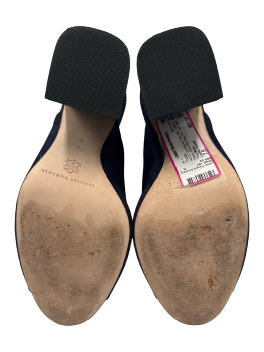 Loeffler Randall Shoe Size 7.5 Navy Blue Leather Suede Block Heel Peep Toe Pumps Navy Blue / 7.5