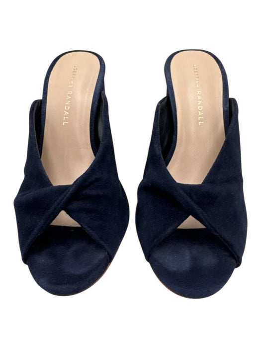Loeffler Randall Shoe Size 7.5 Navy Blue Leather Suede Block Heel Peep Toe Pumps Navy Blue / 7.5