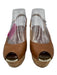 Jimmy Choo Shoe Size 38.5 Brown Leather Upper Slingbacks Cork Base Wedges Brown / 38.5