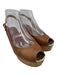 Jimmy Choo Shoe Size 38.5 Brown Leather Upper Slingbacks Cork Base Wedges Brown / 38.5