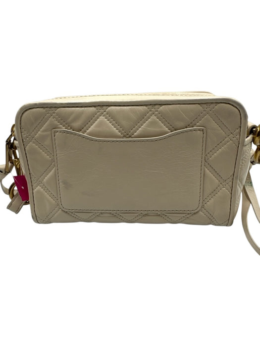 Marc Jacobs Cream White Lamb leather Zip Close Quilted Gold Hardware Bag Cream White / Small