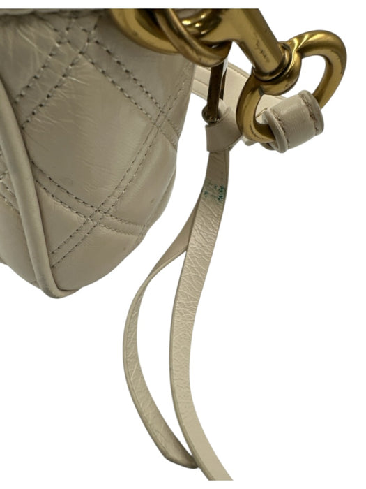 Marc Jacobs Cream White Lamb leather Zip Close Quilted Gold Hardware Bag Cream White / Small
