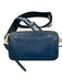 Marc Jacobs Blue, Black, Gold Saffiano Leather Zip Close Logo Color Block Bag Blue, Black, Gold / Small