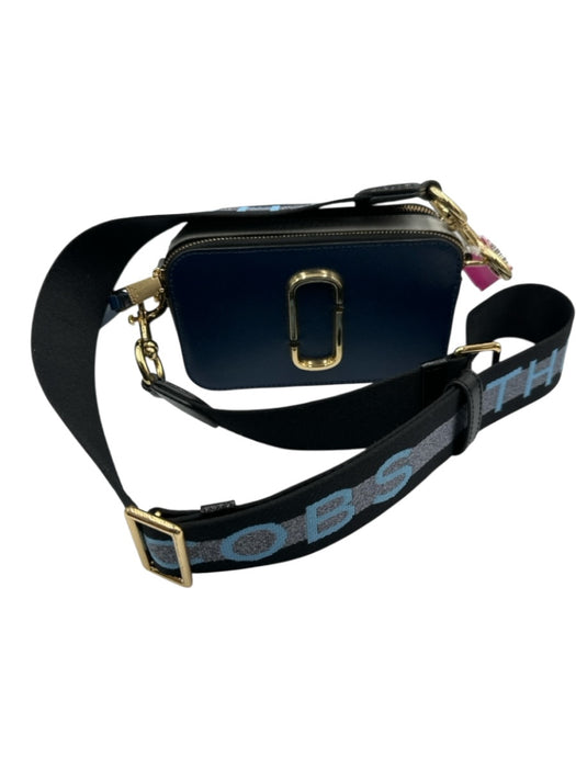 Marc Jacobs Blue, Black, Gold Saffiano Leather Zip Close Logo Color Block Bag Blue, Black, Gold / Small