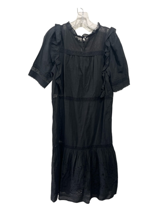 St. Roche Size 4 Black Cotton Lace Short Sleeve Round Neck Dress Black / 4