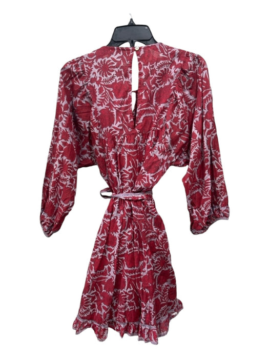 Cleobella Size M Red & Purple Cotton Floral Paisley Long Sleeve Dress Red & Purple / M