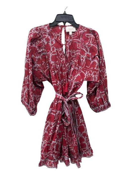 Cleobella Size M Red & Purple Cotton Floral Paisley Long Sleeve Dress Red & Purple / M