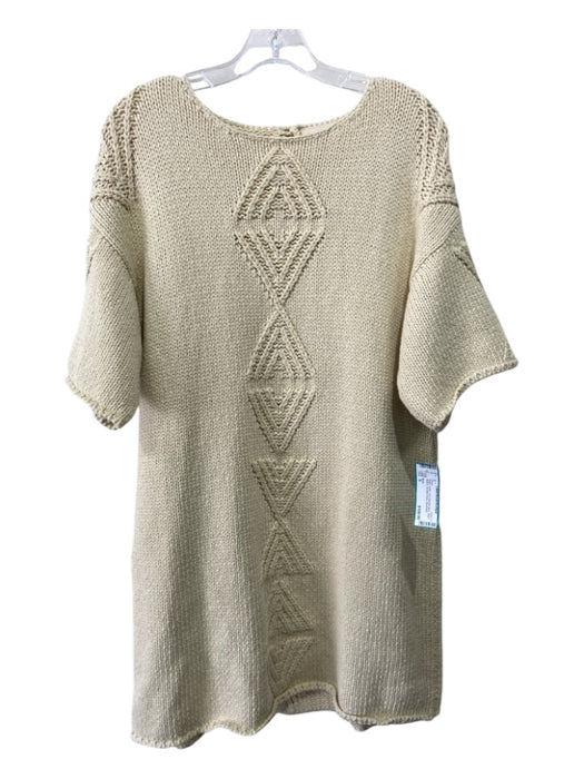 Mirth Size S Beige Cotton Knit Keyhole Back Short Sleeve Sweater Dress Dress Beige / S