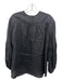 Fabiana Pigna Size M Black Linen Round Neck Back Zip Long Balloon Sleeve Top Black / M