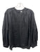 Fabiana Pigna Size M Black Linen Round Neck Back Zip Long Balloon Sleeve Top Black / M