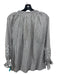 Rungolee Size XS Gray & White Cotton Striped Embroidered Long Sleeve Top Gray & White / XS