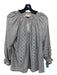 Rungolee Size XS Gray & White Cotton Striped Embroidered Long Sleeve Top Gray & White / XS