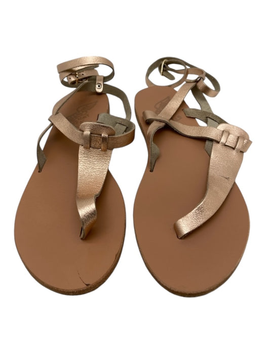 Ancient Greek Sandals Shoe Size 38 Rose Gold & Beige Leather Flip Flop Sandals Rose Gold & Beige / 38