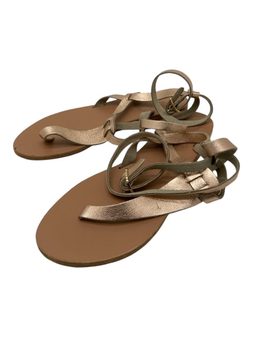 Ancient Greek Sandals Shoe Size 38 Rose Gold & Beige Leather Flip Flop Sandals Rose Gold & Beige / 38