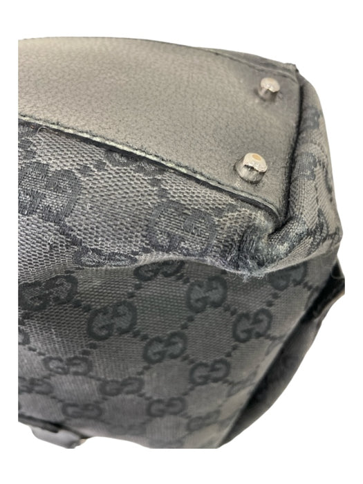 Gucci Black Canvas Guccisima Rolled Handle Top Zip Silver hardware Bag Black / S