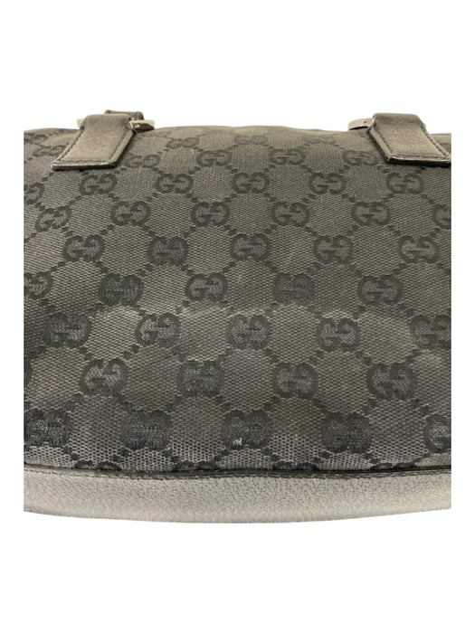 Gucci Black Canvas Guccisima Rolled Handle Top Zip Silver hardware Bag Black / S