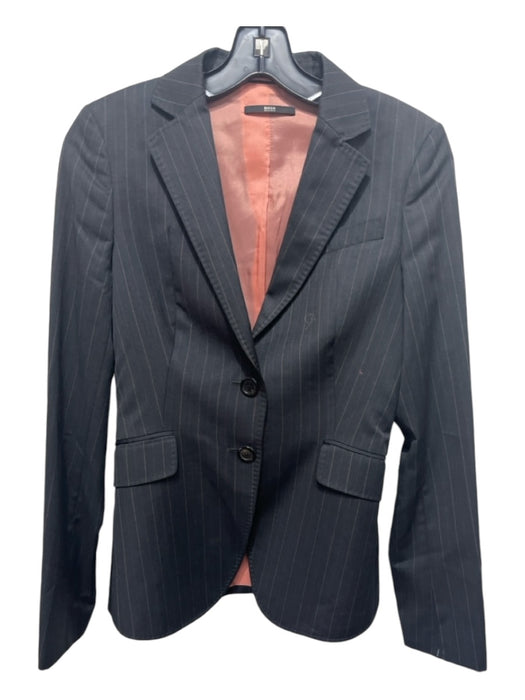 Boss Hugo Boss Size 6 gray & pink Virgin Wool Blend Vertical Pinstripe Jacket gray & pink / 6