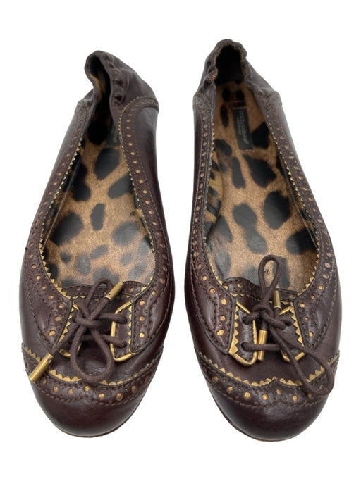 Dolce & Gabbana Shoe Size 41 Dark Brown Leather Bronze Hardware Flats Dark Brown / 41