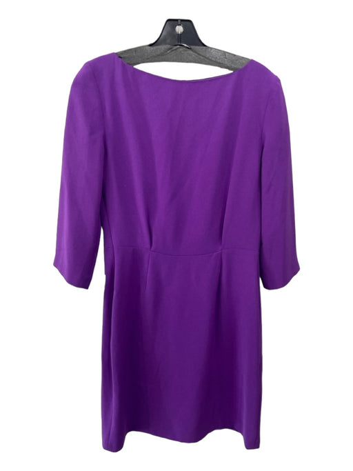 Tara Jarmon Size 36 Purple Acetate Blend Wide Neck 3/4 Sleeve Side Zip Dress Purple / 36