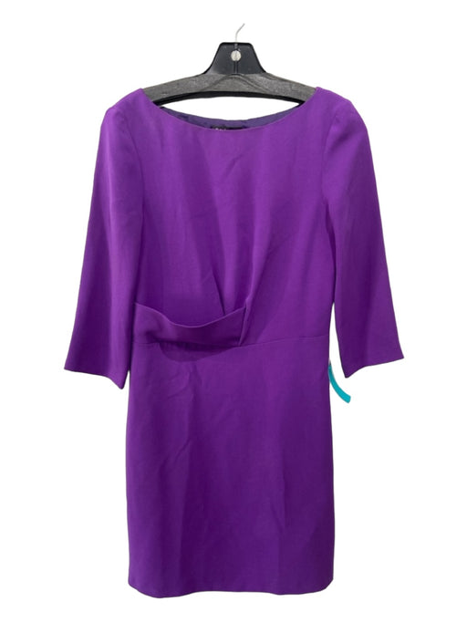 Tara Jarmon Size 36 Purple Acetate Blend Wide Neck 3/4 Sleeve Side Zip Dress Purple / 36