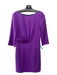 Tara Jarmon Size 36 Purple Acetate Blend Wide Neck 3/4 Sleeve Side Zip Dress Purple / 36