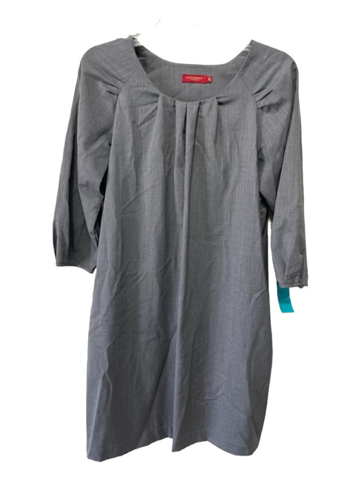 Burberry London Size 40 Gray Wool Round Neck 3/4 Balloon Sleeve Shift Dress Gray / 40