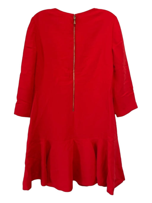 Kate Spade Size 6 Red Polyester Boat Neck Long Sleeve Flounce Hem Dress Red / 6