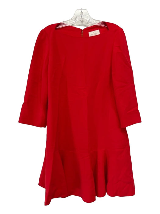 Kate Spade Size 6 Red Polyester Boat Neck Long Sleeve Flounce Hem Dress Red / 6