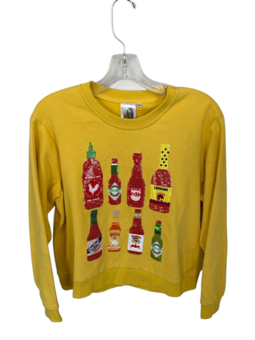 Queen of Sparkles Yellow & Red Cotton Blend Sequins Hot Sauce Sweatshirt Yellow & red