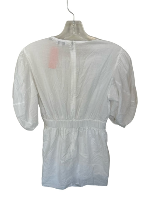 Rhode Size S White Cotton 3/4 Balloon Sleeve Gathered Side Back Zip Dress White / S
