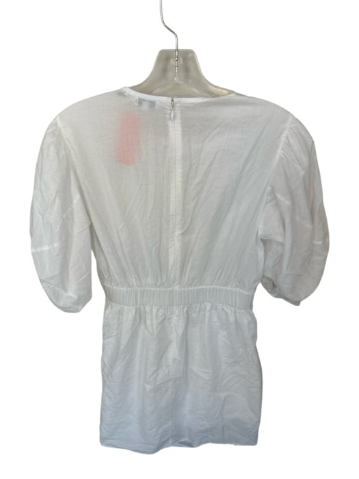Rhode Size S White Cotton 3/4 Balloon Sleeve Gathered Side Back Zip Dress White / S