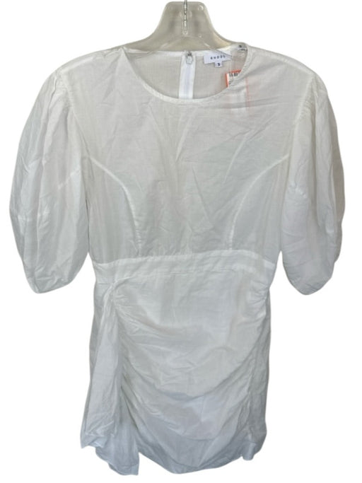 Rhode Size S White Cotton 3/4 Balloon Sleeve Gathered Side Back Zip Dress White / S