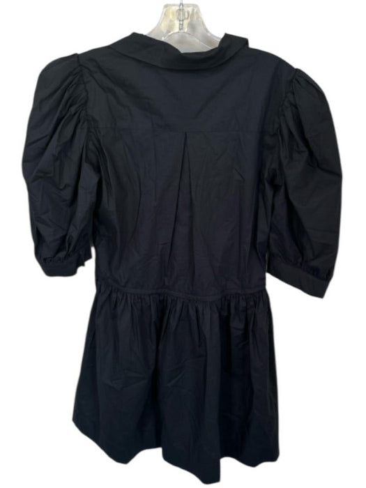 Hunter Bell Size L Black Cotton Long Balloon Sleeve Drawstring Waist Dress Black / L