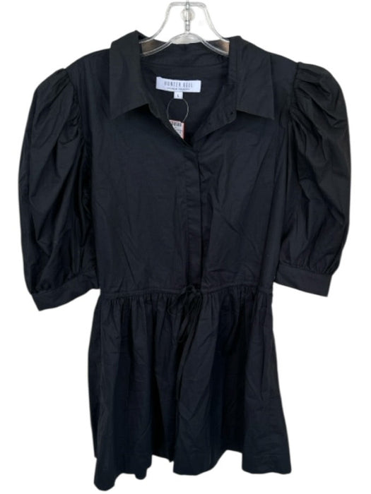 Hunter Bell Size L Black Cotton Long Balloon Sleeve Drawstring Waist Dress Black / L
