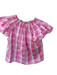 Buddy Love Size XS Pink & White Cotton Flutter Sleeves Gingham Ruffle collar Top Pink & White / XS