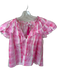 Buddy Love Size XS Pink & White Cotton Flutter Sleeves Gingham Ruffle collar Top Pink & White / XS