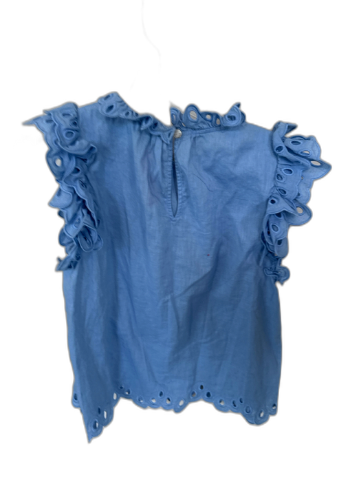 Sea New York Size S Cornflower Blue Linen & Cotton Flutter Sleeves Top Cornflower Blue / S